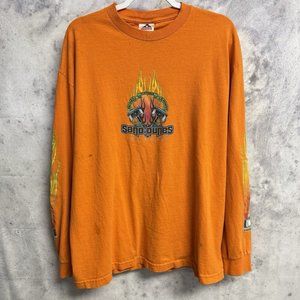 Vintage Y2k Glamis Sand Dunes T Shirt Mens XL Long Sleeve Grunge Racing Flames